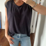 ZARA  Oversized Tee with Faux Leather Shoulder Details Small Photo 0