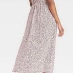 Who What Wear NWT Pink/Black Mini Leaves Puff Sleeve Smocked Dress Photo 2