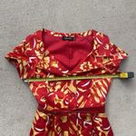 VTG Teri Jon Rickie Freeman Sz 6 Floral Hawaiian Collared Dress Abstract Artsy Red Photo 4