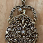 Vintage Gold Purse Long Chain Necklace Photo 0