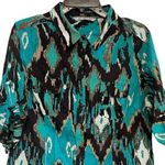 Signature by Larry Levine Sz XL Button Up Shirt Southwest Western Cowgirl Rodeo Green Photo 5