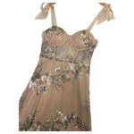 Lulus New Dress Womens Medium Tan Floral Embroidered Midi Bustier Fairytale Days Photo 6