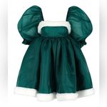 Selkie Elf Green Santa Baby Puff Mini Dress green with white fur trim Size XS Photo 2