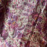 LONDON MILANO PARIS Paisley Silk Blend V Neck Dolman Sleeve Smocked Waist Mini Purple Size 2 Photo 8