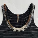 Free People  Black Embellished Cropped Beaded Split Tulip Back Tank Size XS Photo 1