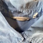 Soft Surroundings Tencel Chambray Tunic Top Blue Button Front Roll Tab Sleeve M Photo 1