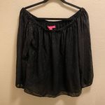 Lilly Pulitzer Black Metallic Emilee Long Sleeve Off The Shoulder Blouse Size L Photo 3