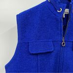 Vintage Lisa International Royal Blue xl vest 100% boiled wool full zip up FLAWS Photo 8