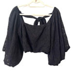 Mustard Seed  Lace Balloon‎ Sleeve Cropped Blouse Sz Large Photo 0
