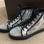 Gucci Authentic  California metallic silver leather studded high top sneakers Photo 1