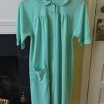 Vintage Lorraine Seafoam Green Short Sleeve Housecoat Robe Photo 0