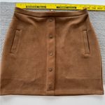 Free Planet Cognac Brown Faux Suede Snap Front Detail Stretch Mini Skirt Photo 6