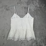 EXPRESS Shirt Womens Small White Babydoll Ruffle Romantic Feminine Neutral Fairy Photo 2