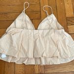 ZARA Tan Pink Striped Cropped Pleated Top Size Small Photo 6
