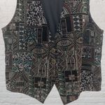 Unique Vintage Michele Leslie 80s Vintage Velvet Vest M Metallic Tribal Boho Photo 5