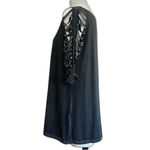 Very Moda Dark Charcoal Gray Distressed Sleeve Tunic Top Small Medium S/M NWOT Photo 4