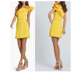 Mac Duggal NWOT IEENA for  Ruffle One shoulder yellow mini dress sz 8 Photo 1