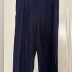 Antonio Melani New Navy Blue Linen Women's Pants Sz 12 Classic Straight Wide Leg Photo 2