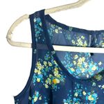 Mossimo Womens Small Blue Floral Pattern Tank Top Tiered Sheer Sleeveless Shirt Photo 3