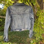 Flying Tomato Cropped distressed jean jacket with flower appliqué S Photo 4