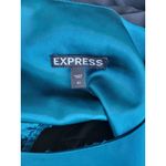 EXPRESS  Teal & Black Party Cocktail Mini Dress Satin Bodice Tiered Ruffle Sz 10 Photo 6