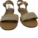 J.Crew  Factory Raffia Ankle Strap Sandal Size 10 Boho Metallic Silver Tan Woven Photo 2