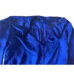 Kenneth Cole  NY Blue Satin Blouse Women’s Small Button Front Long Sleeve Shirt Photo 2