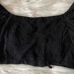 Olivaceous Black Peasant Cropped Cut Out Smocked Off Shoulder Puff Sleeve Top Photo 36