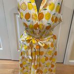 LA Soul Citrus print yellow and white pleated skirt 100% cotton sleeveless Dress Size XL Photo 2