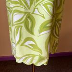 Grace Dresses 100% Silk Shift Dress Green White‎ Leaf Print Scallop Hem Size 16 Photo 2