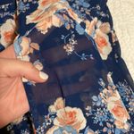 Cozy Casual Sheer Navy Blue Floral Swimsuit Coverrup Photo 3