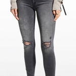 MOTHER NWT Looker Ankle Frey Distressed Black 5 Pocket Denim Jeans Size 24 Gray Photo 0