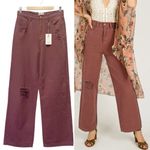 NWT Joyfolie Mia Joy Addy High Rise Wide Leg Jeans in Raisin Women’s Size 29 | 8 Brown Photo 1