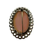 Vintage Brooch Pin Cameo Gold Tone Oval Carved Costume Jewelry Photo 2