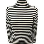 H&M Black White Striped Knit Turtleneck Long Sleeve Pullover Sweater Top Size S Photo 0