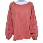 Anthropologie Umgee Tiered Eyelet Balloon Sleeve Long Sleeve Blouse Top Dusty Pink Small Photo 0