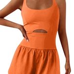 Chic Orange Cutout Athletic Romper Size L Photo 0