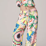 Anthropologie  Maeve Colorful Straight-Leg Pull-On Silk Pants Size‎ Medium Photo 0