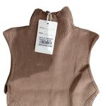 Lucky Clover Skater Ribbed High Neck Dress in Taupe, Size S/M​ Tan Size M Photo 2