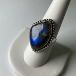 BLUE Fire Labradorite Genuine Stone 925 Sterling Silver Ring Photo 3