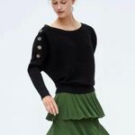 ZARA black knit ribbed bat sleeve sweater size Small Photo 1