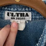 80s 90s Vintage Denim Shirt Beadwork Detail with Shoulder Pads Oversized small Photo 2