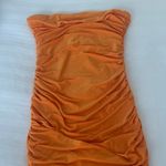 EXPRESS  Vibrant Orange Strapless Dress Photo 3