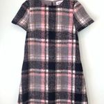 Line and Dot Anthropologie  Frontier Wool Blend Pink Plaid A Line Dress XXS Petite Photo 2