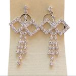 Diamond CZ Dangle Fun Party Wedding Faux Diamond Earrings Silver Photo 1