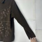 TEDDI Women’s Tracksuit Jacket Size Large Brown Zip Front Embroidered Floral Photo 4