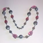 Dark Metal Gunmetal Gray Red Purple Beaded Boho Necklace Photo 1
