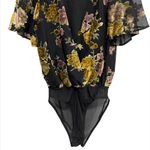ASTR The Label Womens Body Suit Short Sleeve V Neck Floral Med Velvet Burnout Photo 1