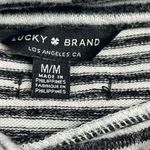 Lucky Brand  Striped Cowl Neck Viscose Top Women's Medium Oversized Black‎ White Photo 7