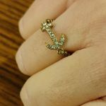 *5/$25 sale* Rhinestone paved anchor stretch ring Gold Photo 0